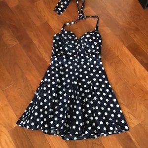 Betsy Johnson Navy Poka Dot Dress